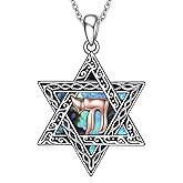 CRMAD Star of David Cross/Chai/Tree of Life/Peace Sign Necklace for Women Men Sterling Silver Cross Abalone Shell Jewish Jewelry