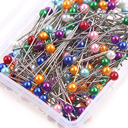 Sewing Pins with Colored Flat Heads Straight Pins Long 250pcs 8 Colors for Home Sewing Crafts.