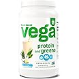 Vega Protein and Greens Vegan Protein Powder Vanilla (25 Servings) - 20g Plant Based Protein Plus Veggies, Vegan, Non GMO, Pe