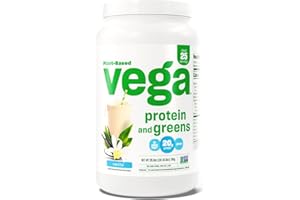 Vega Protein and Greens Protein Powder, Vanilla - 20g Plant Based Protein Plus Veggies, Vegan, Non GMO, Pea Protein for Women and Men, 1.7 lbs (Packaging May Vary)