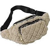 Fuzzy Fanny Pack for Women Faux Fur Belt Bum Bag Small Casual Crossbody Purse Waist Packs Leopard Print Travel Bags
