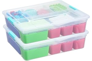Naivees 2 Pack Storage Container Box with Inserts Multi-colour Storage Box Art Craft Organizer with Divider for Organizing Tool, Craft