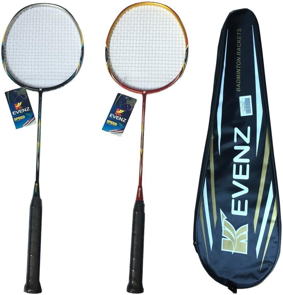KEVENZ 2 Pack Graphite High-Grade Badminton Racquet, Professional Carbon Fiber Badminton Rackets, 1 Black and 1 Red Racket, 1 Carrying Bag : Sports & Outdoors