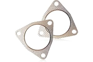 MLY 2 PCS Exhaust Gasket, 2.5" Three-Bolt Exhaust Flange Gasket, Durable Catalytic Converter Gasket Replacement Accessories, 