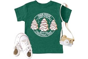 CAZYCHILD Toddler Christmas Shirts Girls Boys Christmas Tree Cake T Shirt Kids Xmas Tee Short Sleeve Tops