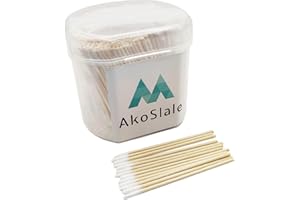 AkoSlale Pointed Cotton Swabs 500 Count - 2.9 Inch Thin Wooden Sticks for Pet Tear Stain Removal, Precision Tapered Swabs for Cat Eye Care, Makeup Detail & Electronics Cleaning, Lint Free