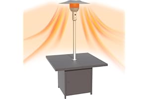 Delnavik 45,000 BTU Patio Heater for Outdoor Use with Square Table, Stainless Steel Burner Auto-Ignition, Outdoor Propane Heater for Home and Commercial, Brown