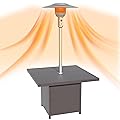 Delnavik 45,000 BTU Patio Heater for Outdoor Use with Square Table, Stainless Steel Burner Auto-Ignition, Outdoor Propane Heater for Home and Commercial, Brown