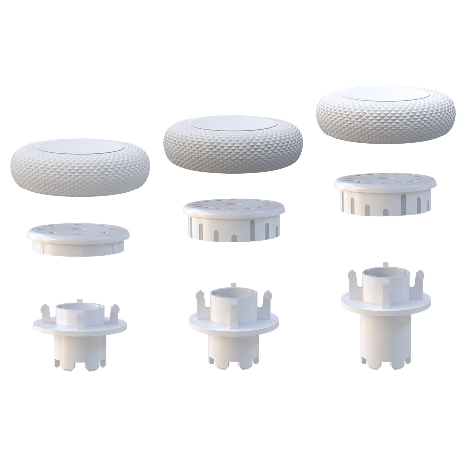 EXknight Controller Freaks for DualSense Edge, Height Adjustable Sticks for PS5 Pro Controller, 1 Low Rise(2 Heights), 1 Mid Rise(4 Heights), 1 High Rise(4 Heights) (White)