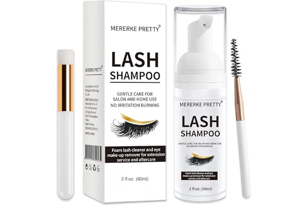 Eyelash Extension Shampoo 60 ml + Brush - Eyelid Foaming Cleanser - Sensitive Paraben & Sulfate Free - Eyelash Wash and Lash
