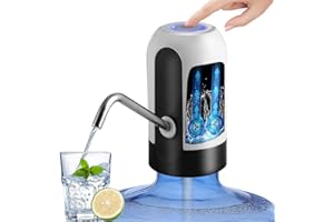 VSHINIC Water Bottle Dispenser, Wate Pump 5 gallon water dispenser Automatic Drinking Water Pump Water Jug Dispenser Smart USB Rechargeable Water Jug Pump Dispenser Switch for Universal 5 Gallon Bottle -White