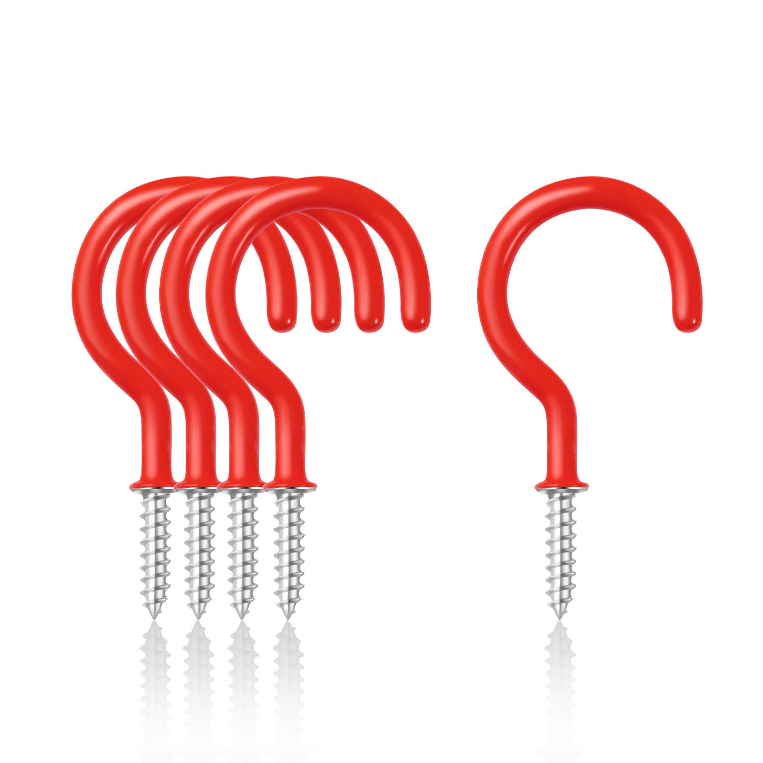 LIVEMEGREEN 30 Pack Ceiling Hanging Hooks Screw Cup Hooks, 2.79 Inch Metal Wall Hang Hooks Great for Coffee Tea Cup, Plant, Light, Mug Indoor & Outdoor (Red)