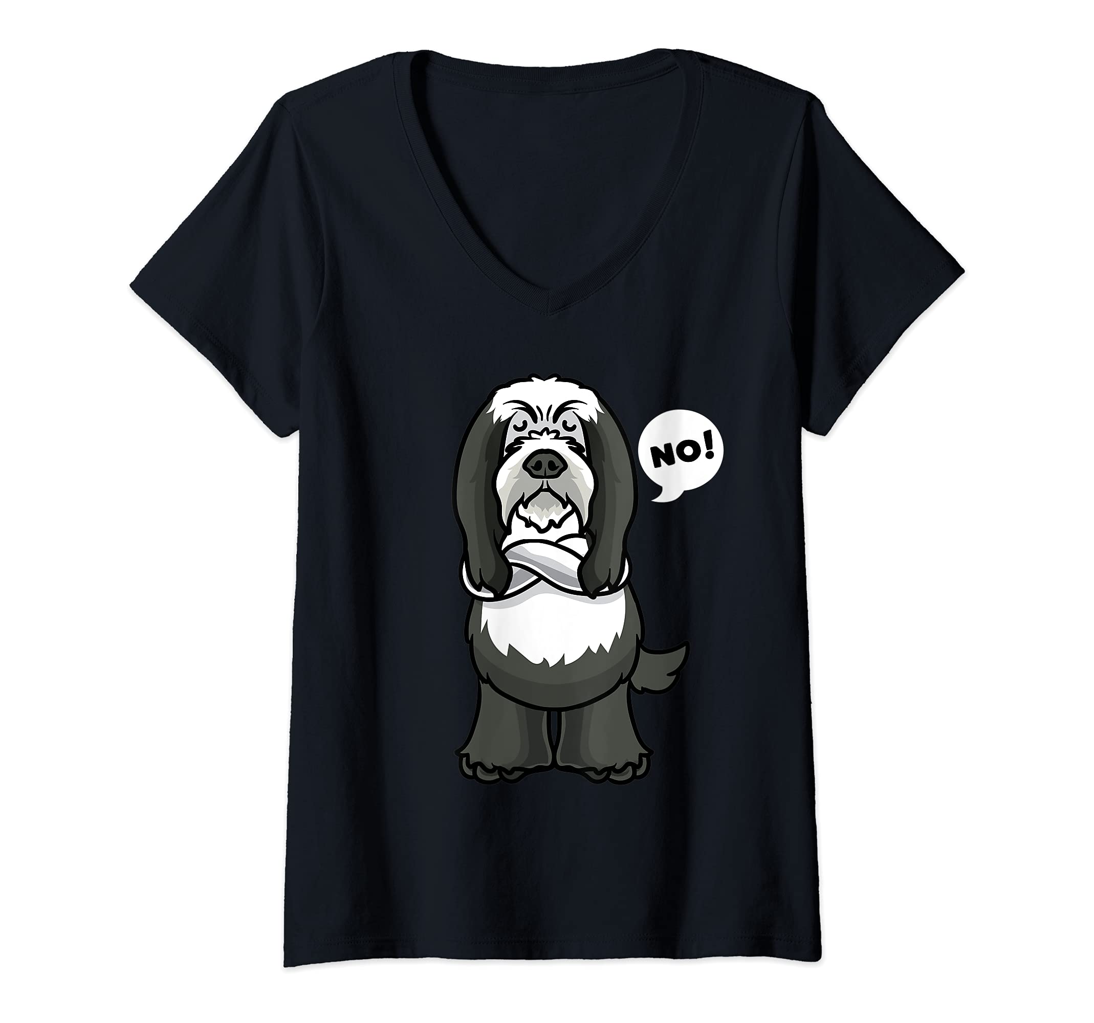 Womens Stubborn Bearded Collie Dog funny V-Neck T-Shirt