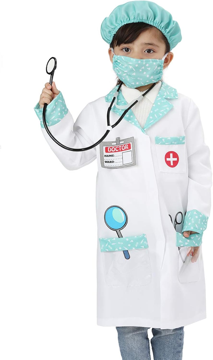 Wizland Child Role Play Costumes,Doctor,Chef Dress Up Playset Kits for Kids 3-5,5-7,7-9: Clothing
