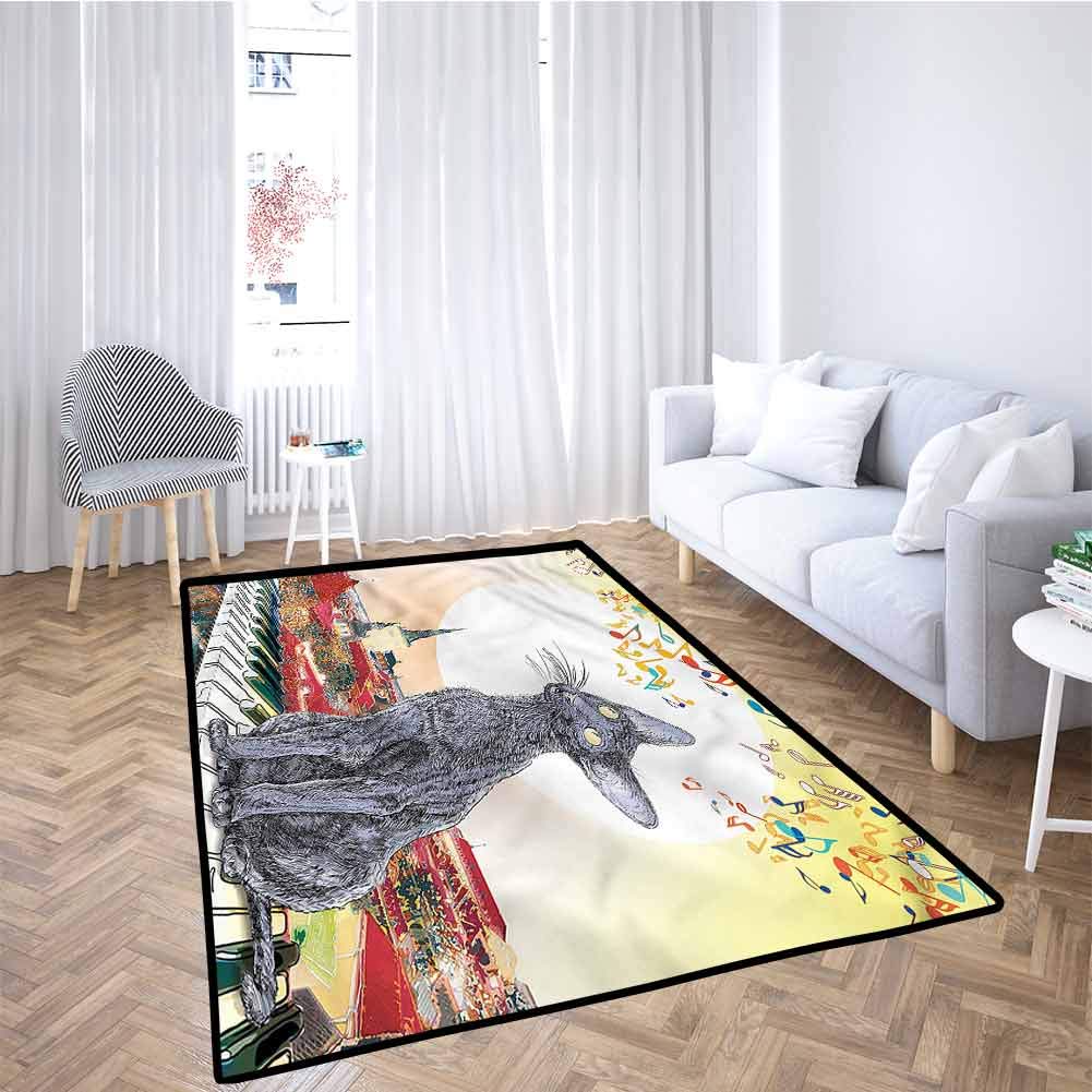 Cat Kids Playmat City Skyline Kitty Piano for Toddlers, Stylish & Pet-Friendly 4x6 Feet