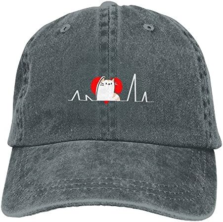 Cat Heartbeat Baseball Caps Plain Adjustable Snap Back Flat Bill Cowboy Hats