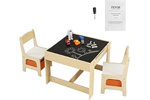 VEVOR Kids Table and Chair Set, Wooden Activity Table with Storage Space and Boxes, Kids Play Table for Toddlers Art, Craft, 