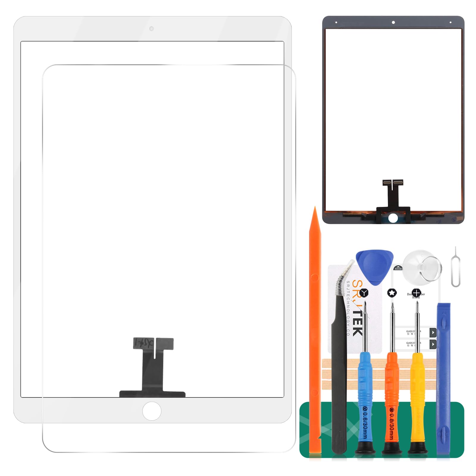 SRJTEK Screen Replacement For Ipad Pro 10.5 A1701/1709 Touch Screen Digitizer Glass Assembly Kits(Not Lcd Screen) (White)