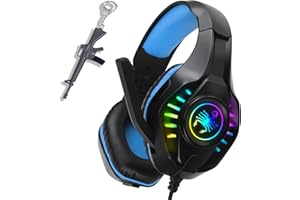 SVYHUOK YOUXU Gaming Headset for New Xbox One PS4 PC Laptop Tablet with Mic, Over Ear Headphones, Noise Canceling, Stereo Bass Surround for Kids Mac Smartphones Cellphone … (Blue)
