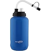 Pro Impact Squeezable Water Bottle Bendable Long Straw Spray cap - LDPE BPA Free Plastic - Hydration Baseball Hockey Gym MMA Yoga Boxing Cycling Softball Football Lacrosse (35.5 Oz.) (Blue)
