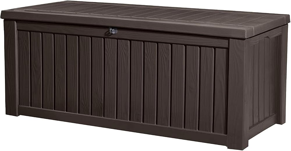 Keter 150 Gallon Deck Box Storage Bench Weatherproof Outdoor Resin Seating