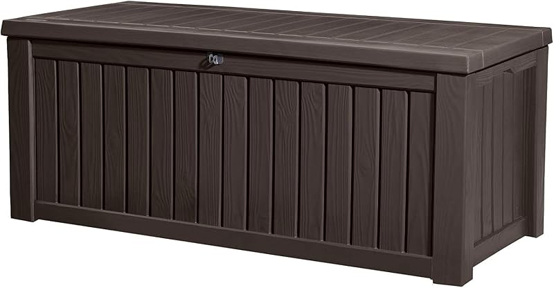 Keter 150 Gallon Deck Box Storage Bench Weatherproof Outdoor Resin Seating