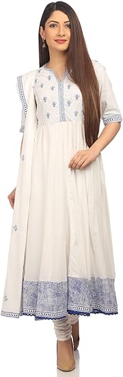 biba white anarkali suit