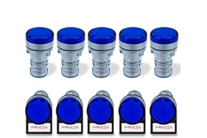 ARLETA Voltage 12V/24V/110V/120V Current 20mA Energy Saving LED Indicator Light Mounting Hole Size 22mm(7/8 Inch) Blue 10Pcs