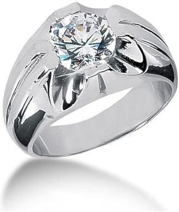 Men's 18K Gold Diamond Ring 1 Round Stone 2.50 ctw 12518KMDR1227