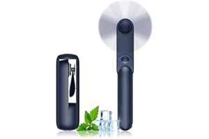 LERAT Portable Handheld Fan, 2 IN 1 Mini Hand Fan, Battery Operated [8-15 Working Hours], USB Rechargeable Personal Foldable Fan for Indoor, Small Pocket Fans Travel Essentials for Outdoor (Blue)