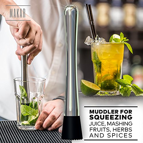 Complete Cocktail Set including 24 oz Cocktail Shaker - Bartender Kit with Martini Shaker and Recipes - Professional 5 piece Bar Tools Mixology Kit - Barware Set with Drink Shaker