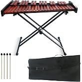 37 Notes Glockenspiel Wooden Xylophone Professional Marimba Glockenspiel | 37-Key Xylophone with Adjustable Height Stand,Marimba Set,Glockenspiel Percussion Instrument Kit with Mallets &amp; Bag