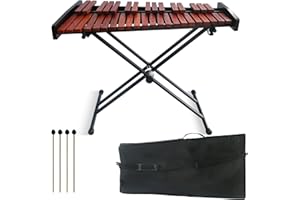 SOCROTO 37-Key Wooden Glockenspiel Xylophone with Adjustable Height Stand, Mallets & Bag