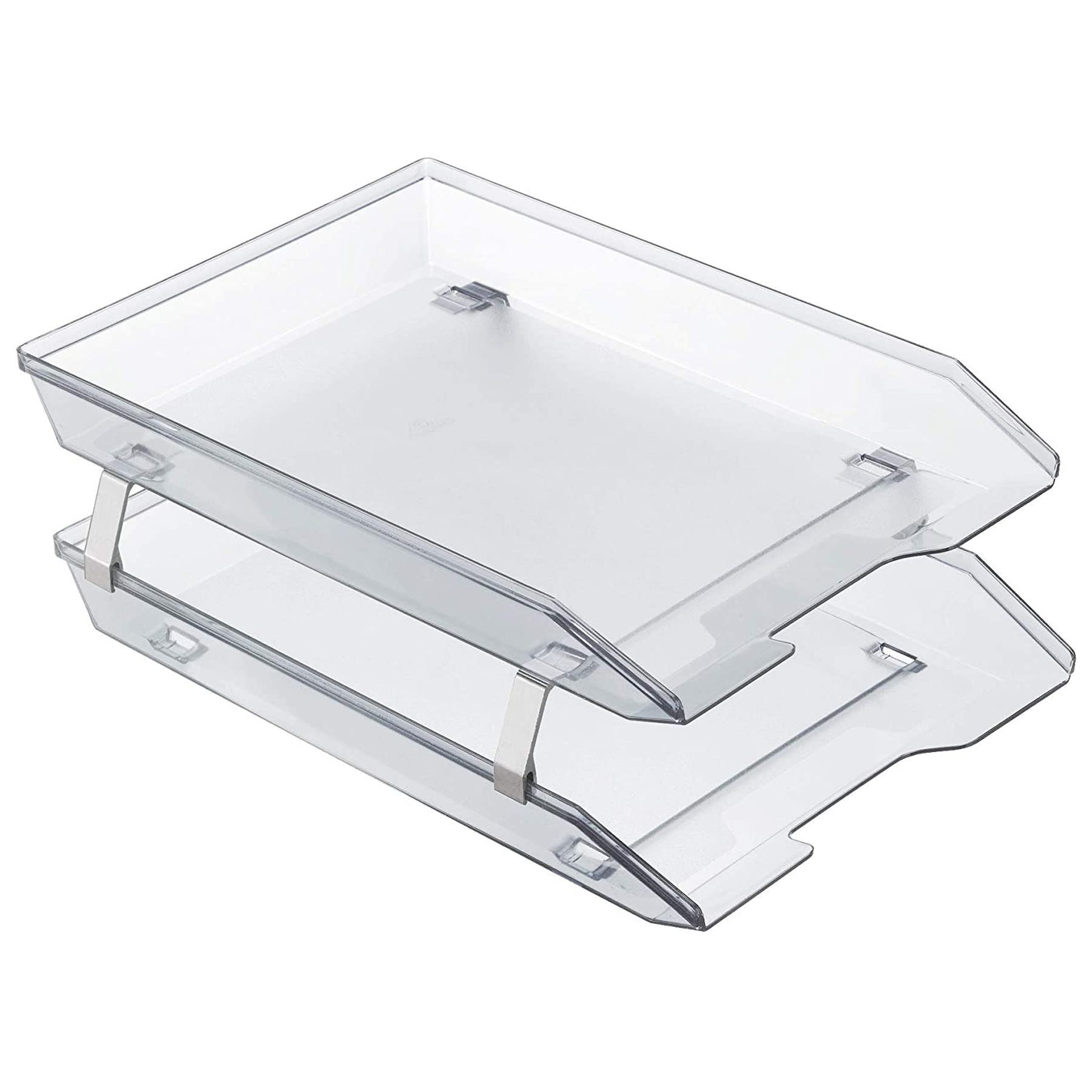 Acrimet Facility 2 Tier Letter Tray, Front Load, Letter Size/A4, Desktop File Organizer, Plastic (Clear Crystal Color)