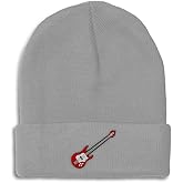 Beanies for Men Bass Guitar A Embroidery Skull Cap Winter Hats for Women Acrylic One Size