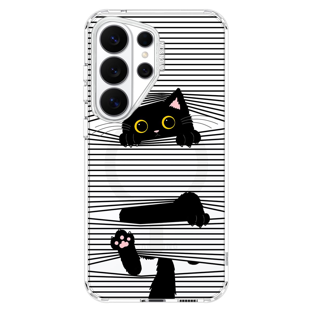 MOSNOVO for Samsung Galaxy S26 Ultra Clear Case, Fit for MagSafe, 6.6ft Military-Grade Shockproof Magnetic Protective Phone Cover,Hidden Black Cat Image