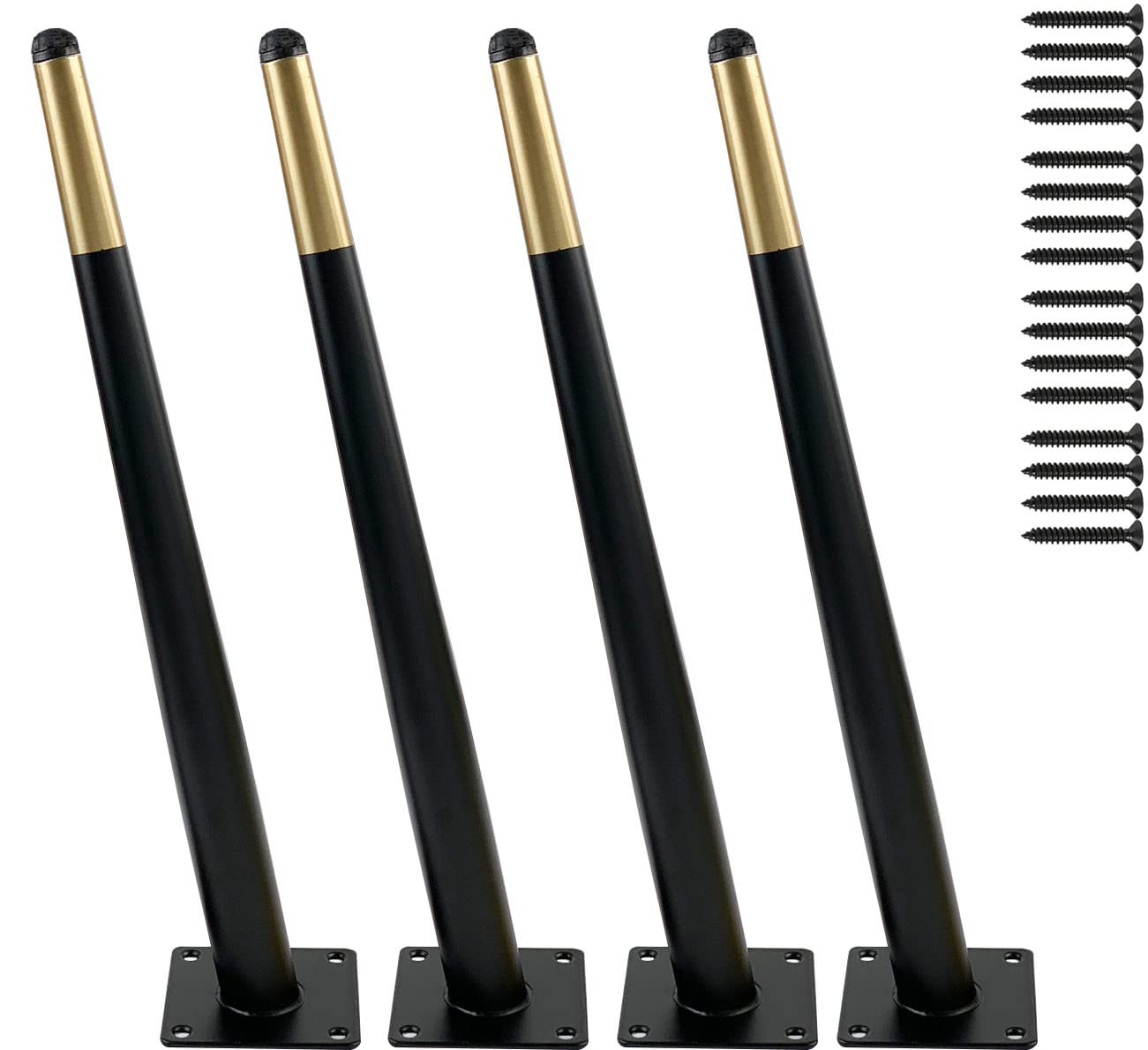 16 Inch Metal furniture Legs Oblique Conical Metal Legs Matte Black Gold Mid-Century Style Furniture Feet for Sofa Cabinet Table Chair Cupboard Couch Home DIY Projects（4PC）(40cm)