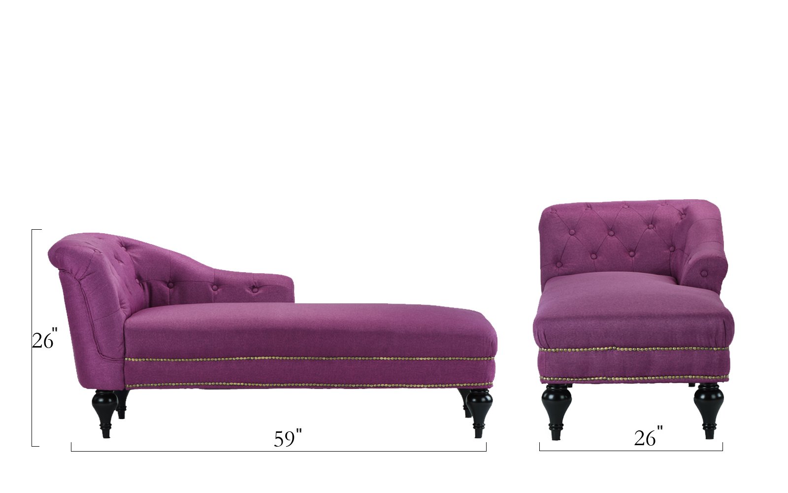 Chaise Lounge Indoor Chair Tufted Velvet Fabric, Modern Long Lounger