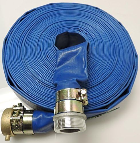 hydromaxx2" x 50' Heavy Duty PVC Lay Flat Water Discharge Hose with Pin Lug Connector