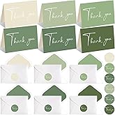 24Pcs Bulk Green Colored Thank You Cards with Envelopes and stickers 5.9x7.9 Inches Green Formal Thank You Card Minimalistic Designs Blank Notes Suitable for Wedding Bridal Gift Baby Shower Graduation