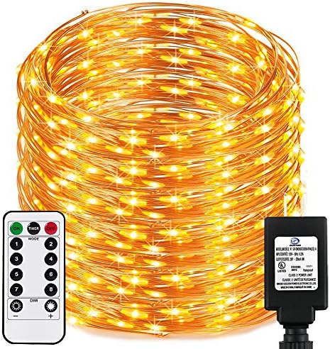 Dimable Led String Lights Plug In with Remote&Timer, RcStarry(TM) New Version 333Ft/100M 1000 Leds Copper Wire String Lights, Warm White, UL Listed, Ideal for Bedroom, Parties, Wedding, Christmas,etc.