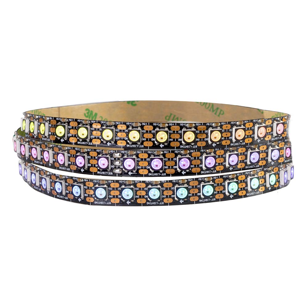 BTF-LIGHTING WS2812E ECO RGB Alloy Wires 5050SMD Individual Addressable 3.3Fft 100 Pixels/m Flexible Black PCB Full Color Pixel Strip Dream Color IP30 Non-Waterproof DIY Projects Only DC5V(Only Strip)