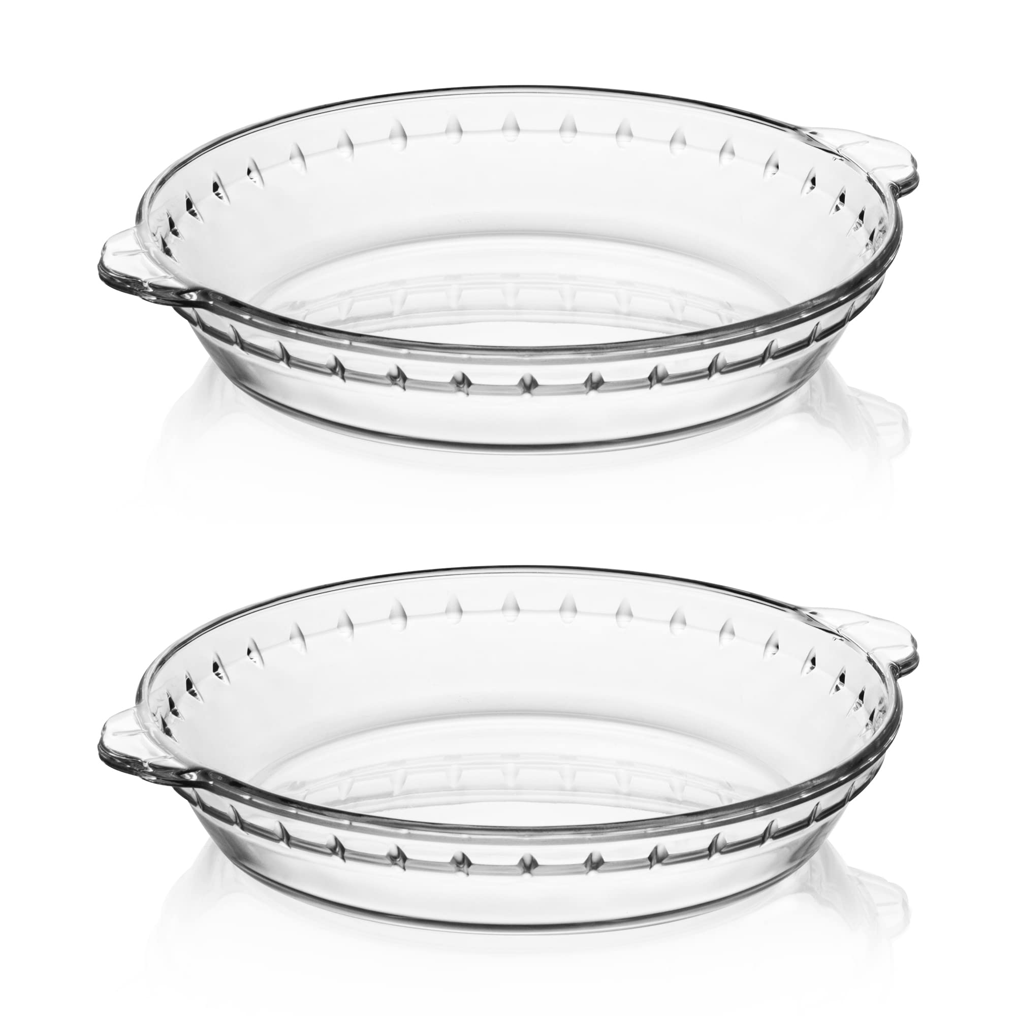 Photo 1 of Sweejar Glass Pie Pan for Baking(2 pack), 9.5 Inches Round Baking Dish for Dinner, Non-Stick Pie Plate with Soft Wave Edge for Apple Pie, Pumpkin Pie, Pot Pies