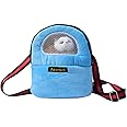 Asoract Hamster Carrier Bag, Upgraded Small Animal Bonding Soft Hedgehog Pouch Portable Outgoing Travel Bag with Adjustable Strap and Breathable Mesh for Squirrel Mice Sugar Glider Etc (Blue, L)