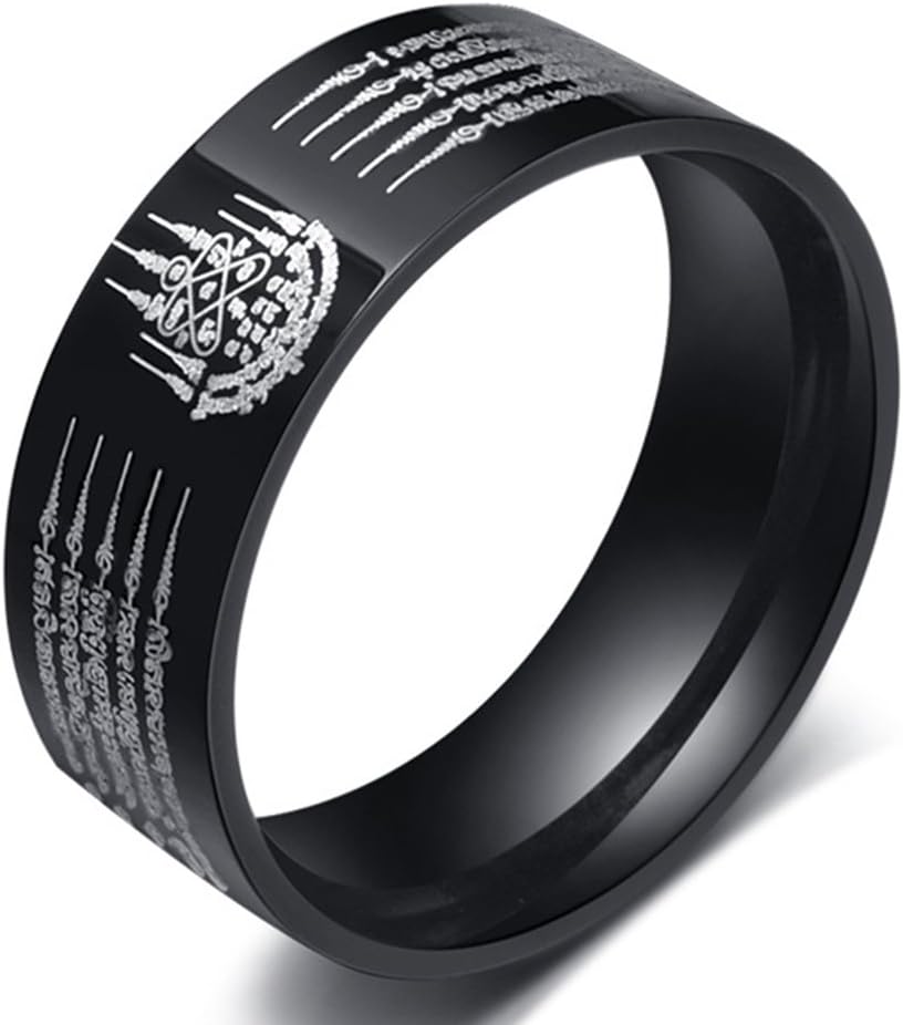 8mm Titanium Steel Five Scriptures Thai Five Dike Evil Transfer Body Care For Men's Rings