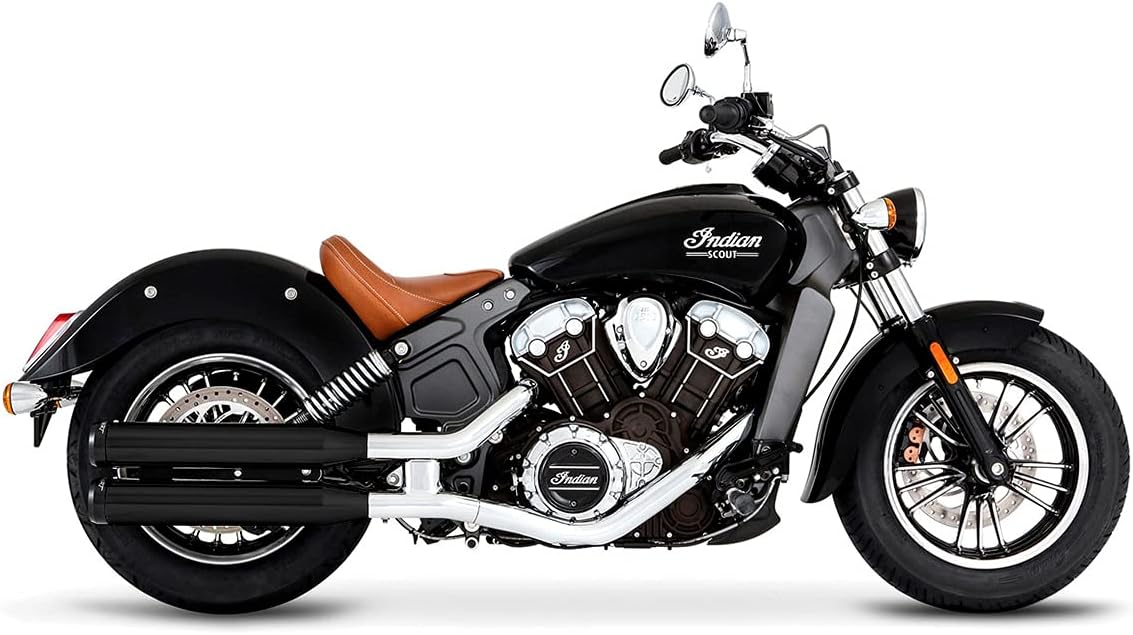 Rinehart 500-0505 3.5" Slip-On Exhaust, Black, Black Ends Indian Scout 2015-