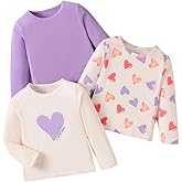 3 Pack Toddler Girls Shirts Long Sleeve Shirt for Girls Tees Kids Tshirts Clothes Fall Tops T-Shirt 2-8 Years