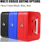 Parrency Cash Box with Money Tray Key Lock 7.87 x 6.89 x 3.70 inches Black view 6