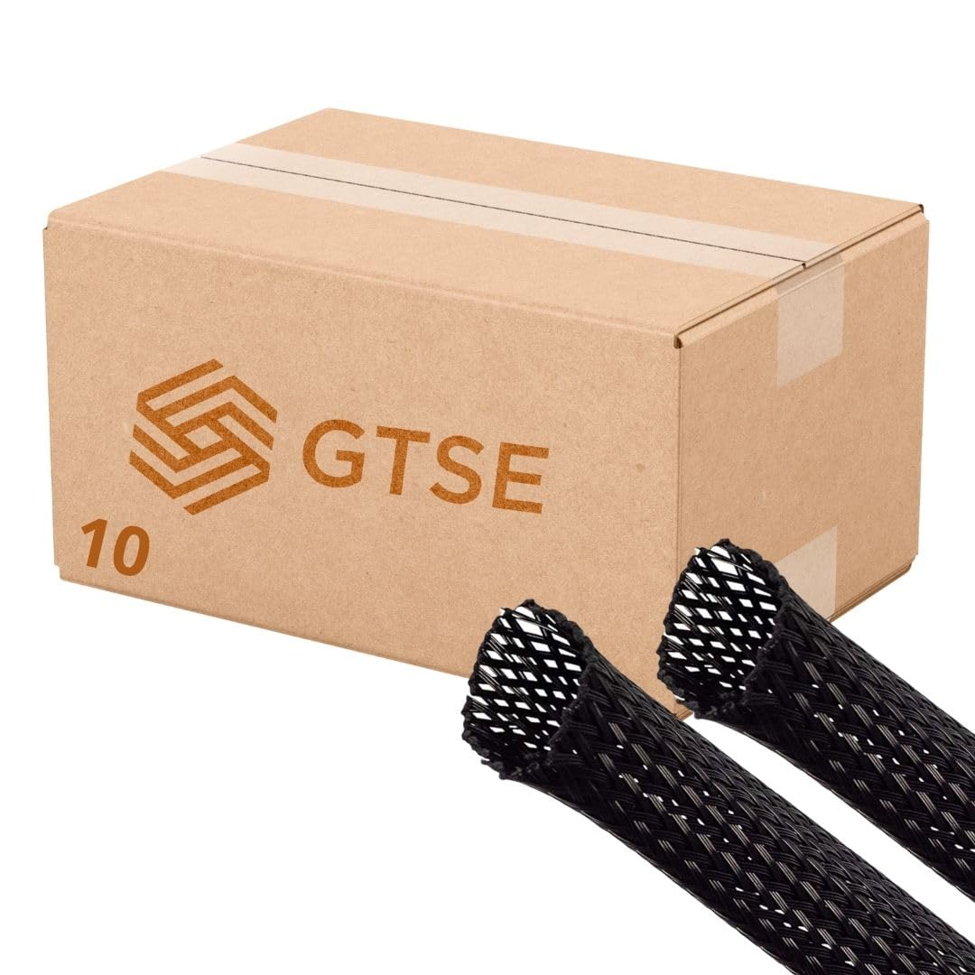 GTSE 10m Cable Tidy Sleeve, 32mm Flat Diameter, Expandable Braided Cable Sleeve, Polyester (PET) Cable Wrap/Cable Tidy Tube
