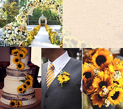 Colorfulife Artificial Silk 3.5" Sunflower Flower Head for Wedding Home Party Decoration Hair Clip Wreath Decorative (24) - Thumbnail 5